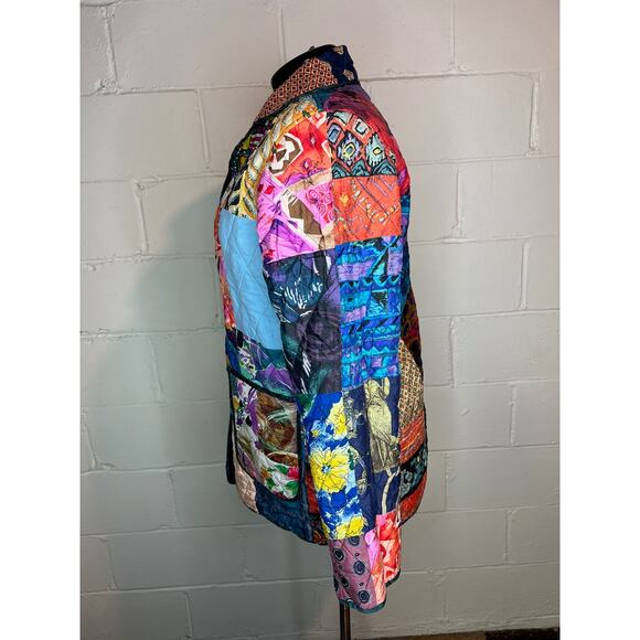 Jacket Quilted silk reversible bright green blue pink - Picture 14 of 16